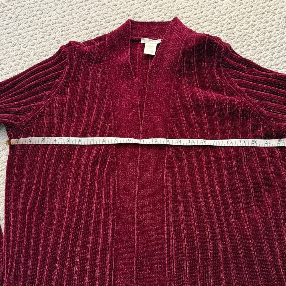 Matty M Burgundy Red Chenille Boyfreind Long Cardigan - Picture 9 of 9